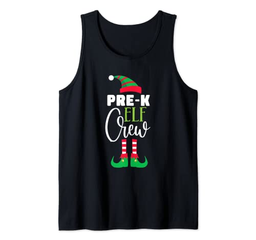 Pre-K Elf Crew Christmas Matching PJs Teacher Student Tank Top