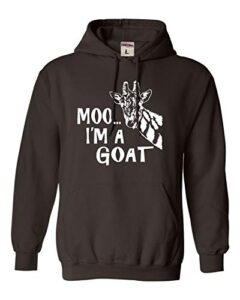 go all out medium chocolate adult moo….i’m a goat funny animal sweatshirt hoodie