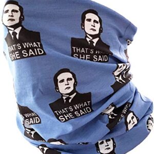 Balanced Co. Michael Scott Seamless Face Mask Bandanas for Dust, Outdoors, Festivals, Sports (TWSS (Blue))