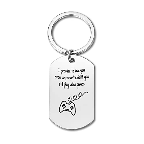 Funny Keychain Gifts for Gamer Boyfriend Girlfriend Valentines Day Gift Video Games Keychain Gift Christmas Anniversary Birthday Wedding Gifts for Men Gamers Husband Couple Keyring Game Player Gifts