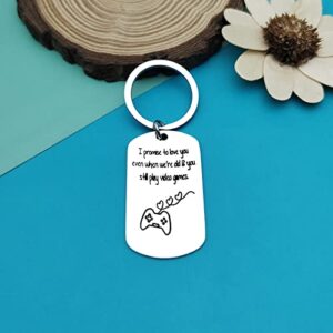 Funny Keychain Gifts for Gamer Boyfriend Girlfriend Valentines Day Gift Video Games Keychain Gift Christmas Anniversary Birthday Wedding Gifts for Men Gamers Husband Couple Keyring Game Player Gifts