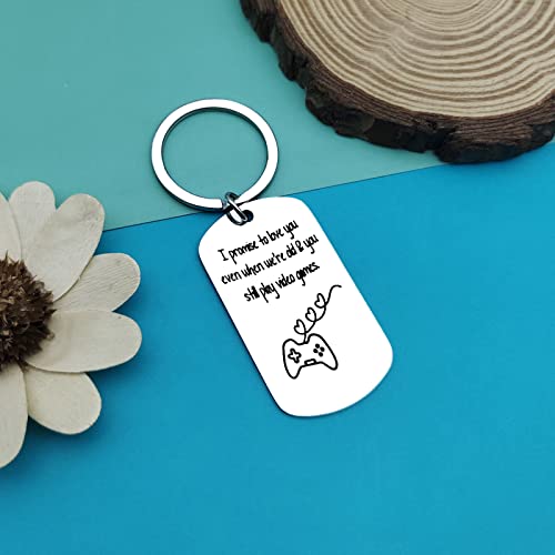 Funny Keychain Gifts for Gamer Boyfriend Girlfriend Valentines Day Gift Video Games Keychain Gift Christmas Anniversary Birthday Wedding Gifts for Men Gamers Husband Couple Keyring Game Player Gifts