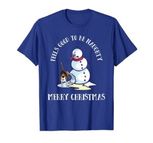 funny doggy christmas shirt cartoon dog pees on snowman t-shirt