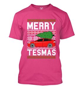 merry tesmas red car – christmas tree men’s t-shirt (pink, medium)