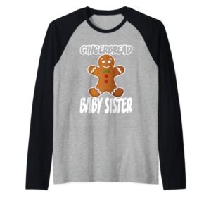 gingerbread baby sister christmas stocking stuffer raglan baseball tee