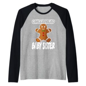 Gingerbread Baby Sister Christmas Stocking Stuffer Raglan Baseball Tee