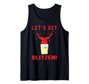 mens funny hunting & beer gift festive lets get blitzen christmas tank top