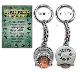 cathedral art college fund lucky penny key ring, 3-1/2″, silver
