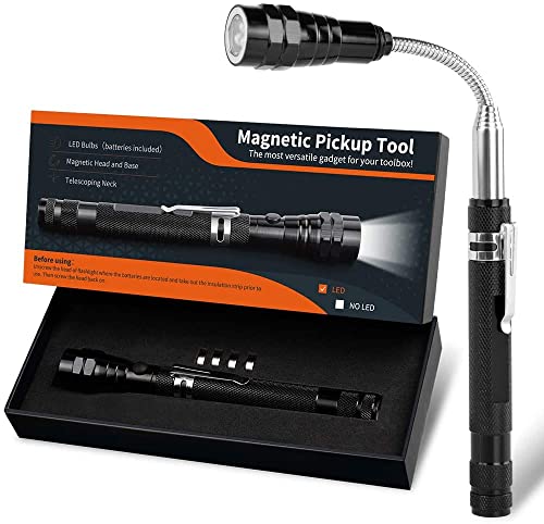 LED Magnetic Pickup Tool, Christmas Stocking Stuffers Gifts for Men Cool Stuff Gadgets, Telescoping Magnet Pickup Tools Extendable 22", Unique Birthday Gift for Dad, Grandpa for Hard to Reach Place