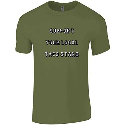 Have It Tall Men's Support Local Taco's Graphic T Shirt Army Large Tall