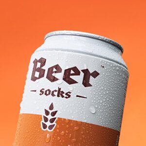 Novelty Beer Socks - Colorful Socks for Men, Made from Soft Cotton Nylon - Funny Socks for Men, Crazy Socks in Beer Can, Orange Ale