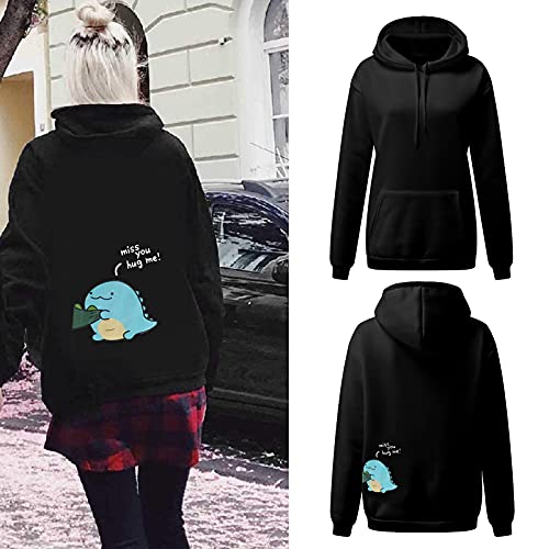 Liu Nian Couple Matching Hoodie Cute Cartoon Dinosaur Sweatshirt Long Sleeve Casual Drawstring Valentine's Day Pullover