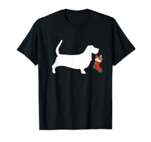 bassett hound christmas stocking stuffer dog t-shirt