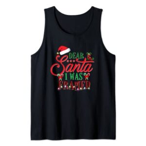 Dear Santa I Was Framed Christmas Stocking Stuffer Apparel Tank Top