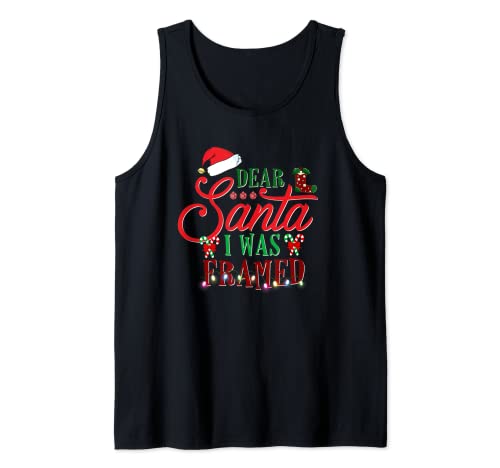 Dear Santa I Was Framed Christmas Stocking Stuffer Apparel Tank Top