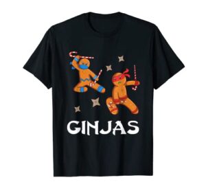 christmas ginjas kids boys ginja ninja gingerbread man xmas t-shirt