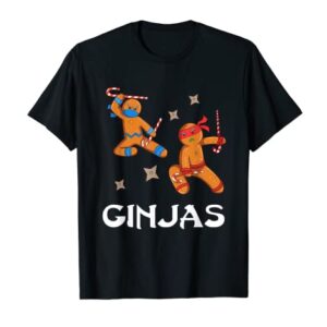 Christmas Ginjas Kids Boys Ginja Ninja Gingerbread Man Xmas T-Shirt