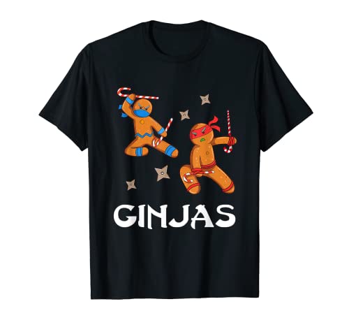 Christmas Ginjas Kids Boys Ginja Ninja Gingerbread Man Xmas T-Shirt