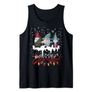 Cute Gnomes Merry Christmas Light Family Gnome Xmas Matching Tank Top