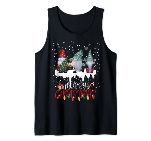 Cute Gnomes Merry Christmas Light Family Gnome Xmas Matching Tank Top