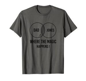 mens dad jokes where the magic happens t-shirt,funny father’s day t-shirt