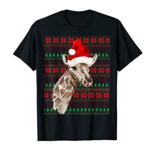 Ugly Christmas Santa Costume Christmas Giraffe Lovers T-Shirt