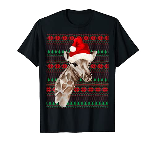 Ugly Christmas Santa Costume Christmas Giraffe Lovers T-Shirt