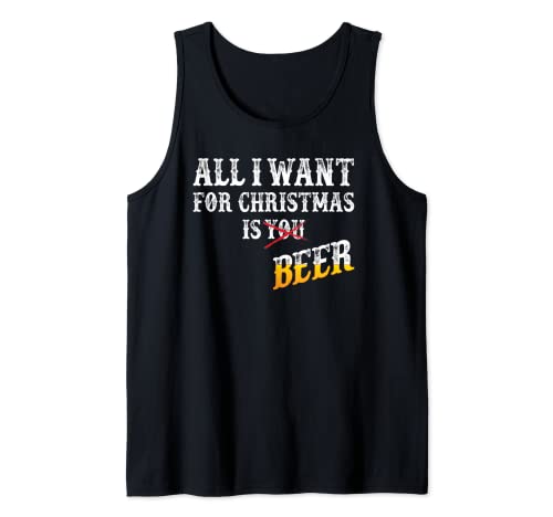 Funny for Uncle Dad All I Want For Christmas Is Beer Tank Top