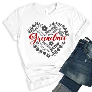 famiheart personalized nickname grandma and kid name shirt, grandma shirt, mimi gigi nanny nonna gift, t-shirt hoodie s-4xl