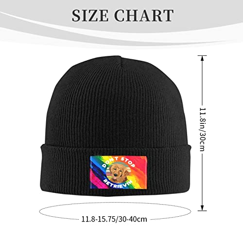 Don't Stop Retrievin Retro Golden Retriever Mens Winter Beanie Hat Skate Cap for Women Soft Watch Hat Stretchy Warm Knit Cap Black