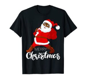 happy black merry christmas santa t-shirt