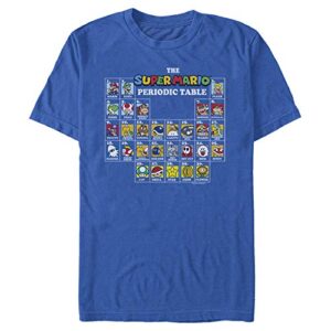men’s nintendo super mario periodic table t-shirt – royal blue – small