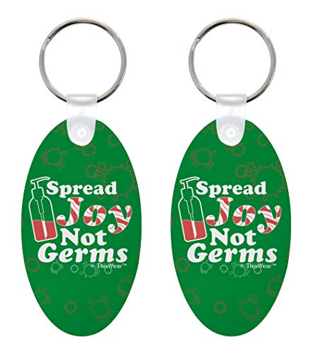 ThisWear Stocking Stuffer Keychain 2020 Spread Joy Not Germs 2-Pack Aluminum Oval Keychain