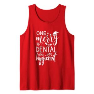 One Merry Dental Hygienist Christmas Santa Hat Tooth Doctor Tank Top