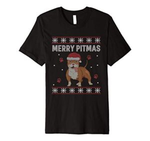 pit bull dog funny ugly christmas premium t-shirt