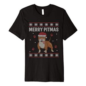 Pit Bull Dog Funny Ugly Christmas Premium T-Shirt