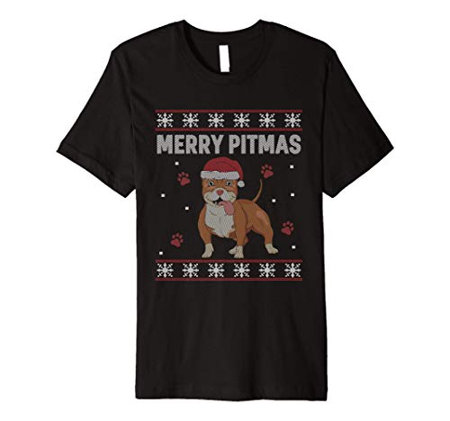 Pit Bull Dog Funny Ugly Christmas Premium T-Shirt