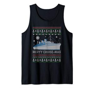 cruise vacation funny ugly christmas tank top