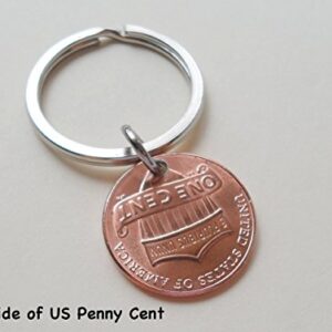 2017 Penny Keychain With Heart Around Year; 6 Year Anniversary, Couples Keychain