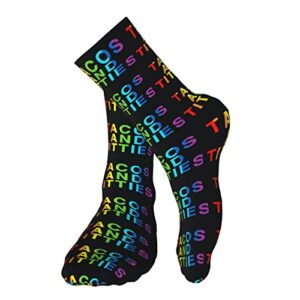 Kagicolin Tacos and Titties Funny Gay Lesbian Pride LGBTQ Compression Socks for Women Athletic Men Casual Socks for Running,Cosplay,Parade