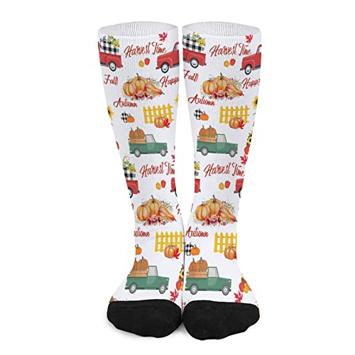 Farmhouse Truck Pumpkin Sunflower The Autumn Socks for Women Socks for Men Crew Socks for Boys Mid Socks for Girls Stocking Stuffers for Teens Casual Athletic Sport Dress Socks