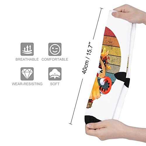 Retro Sunset Tiger Halloween Autumn Socks for Women Socks for Men Crew Socks for Boys Mid Socks for Girls Stocking Stuffers for Teens Casual Athletic Sport Dress Socks