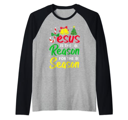 Christian Jesus The Reason Christmas Stocking Stuffer Gifts Raglan Baseball Tee