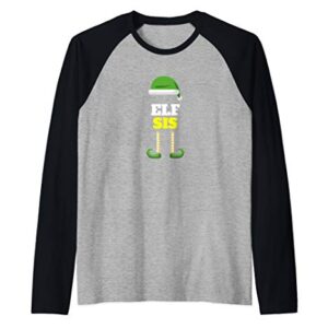 Elf Sis | Sister Stocking Stuffer Gift | Funny Elf Christmas Raglan Baseball Tee