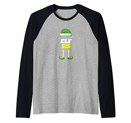 Elf Sis | Sister Stocking Stuffer Gift | Funny Elf Christmas Raglan Baseball Tee