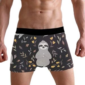 Animal Sloth Tree Flower Boxer Briefs Men's Underwear for Men Boy