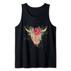 Farmhouse Stocking Stuffers Christmas Highland Cow Tank Top