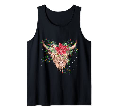 Farmhouse Stocking Stuffers Christmas Highland Cow Tank Top