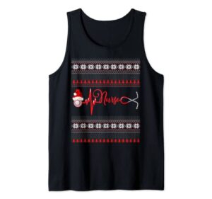 stethoscope heartbeat santa costume ugly christmas nurse tank top