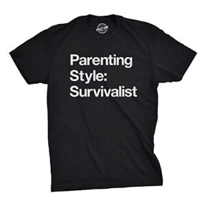 mens parenting style: survivalist tshirt funny sarcastic dad tee for guys (black) – xl